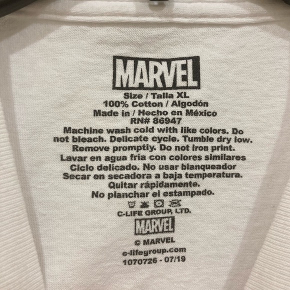 Marvel XL Graphic Tee bright multi color & scene screen print white tee unisex - Picture 3 of 3
